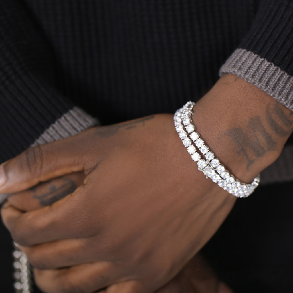 925 Silver Zircon Inlay Hip-Hop Tennis Chain Bracelet