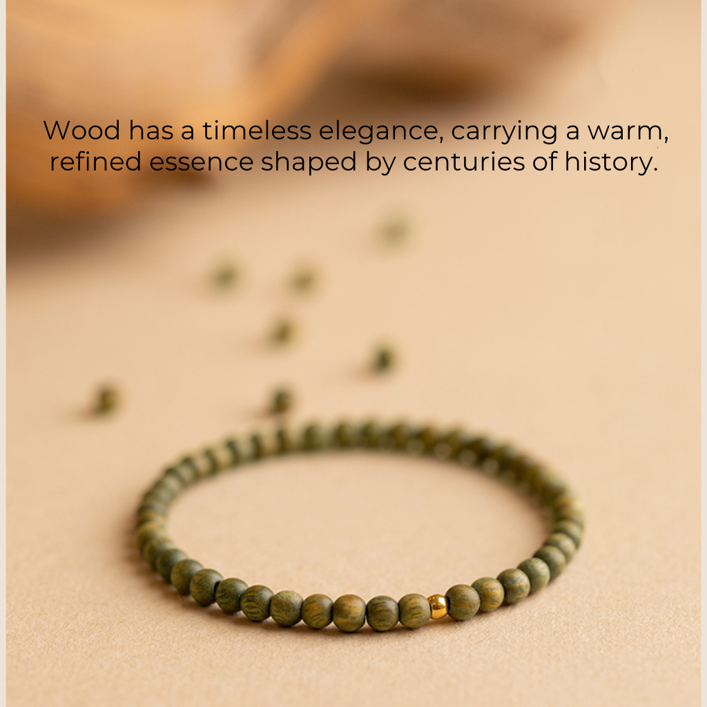 Natural 6mm Green Sandalwood Round Bead Bracelet