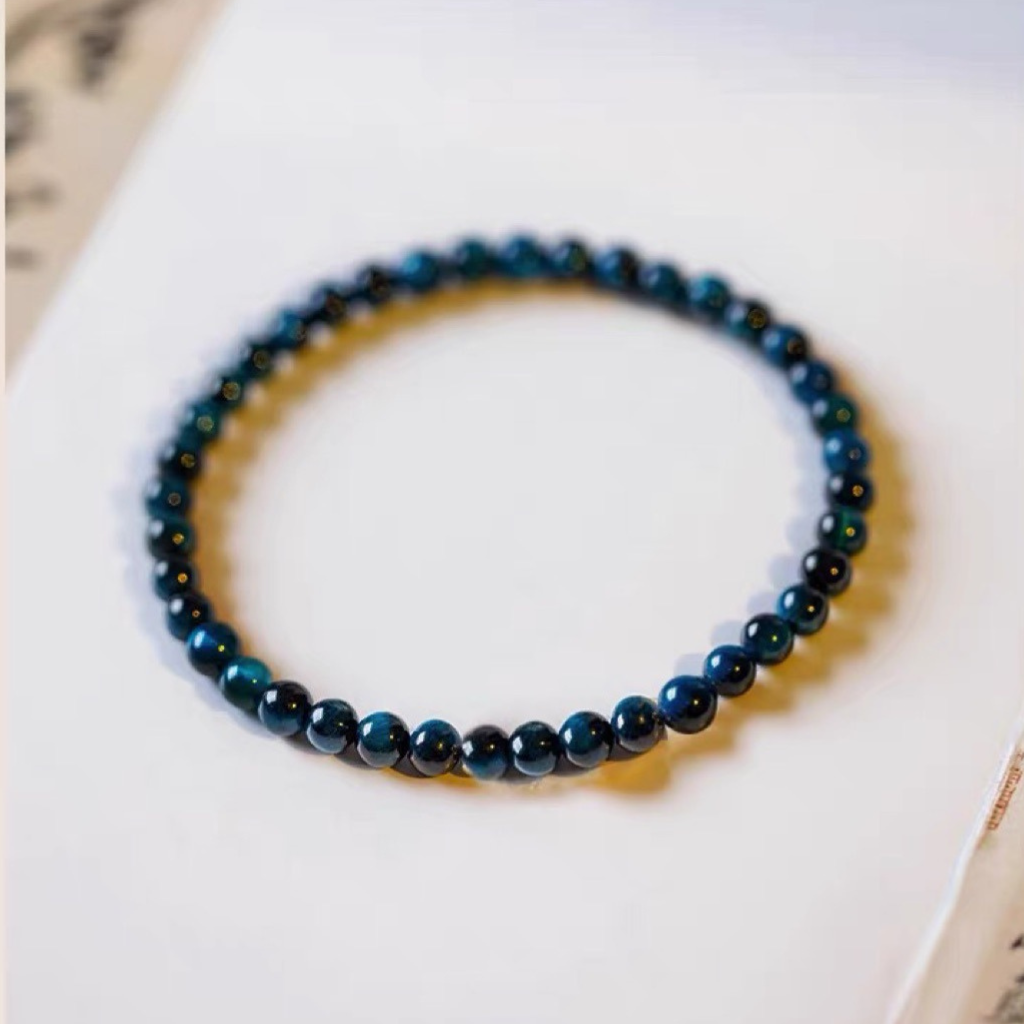 Natural 4mm Ultra-Fine Blue Tiger's Eye Bracelet