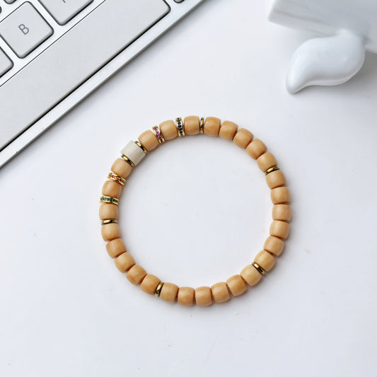 7mm Cut Bodhi Beads with Vintage Glass Beads