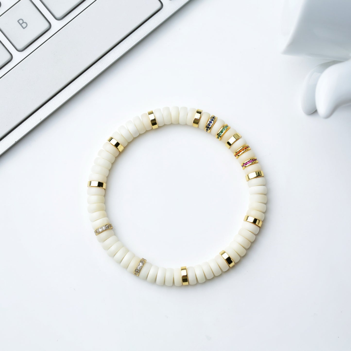 Natural 7mm White Jade Bodhi Bead Bracelet - Four Original Colors