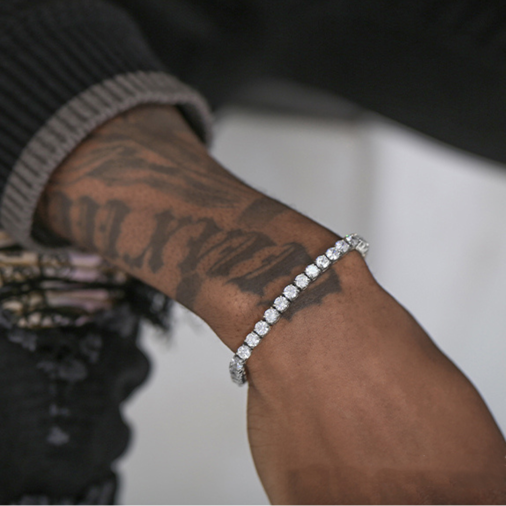 925 Silver Zircon Inlay Hip-Hop Tennis Chain Bracelet