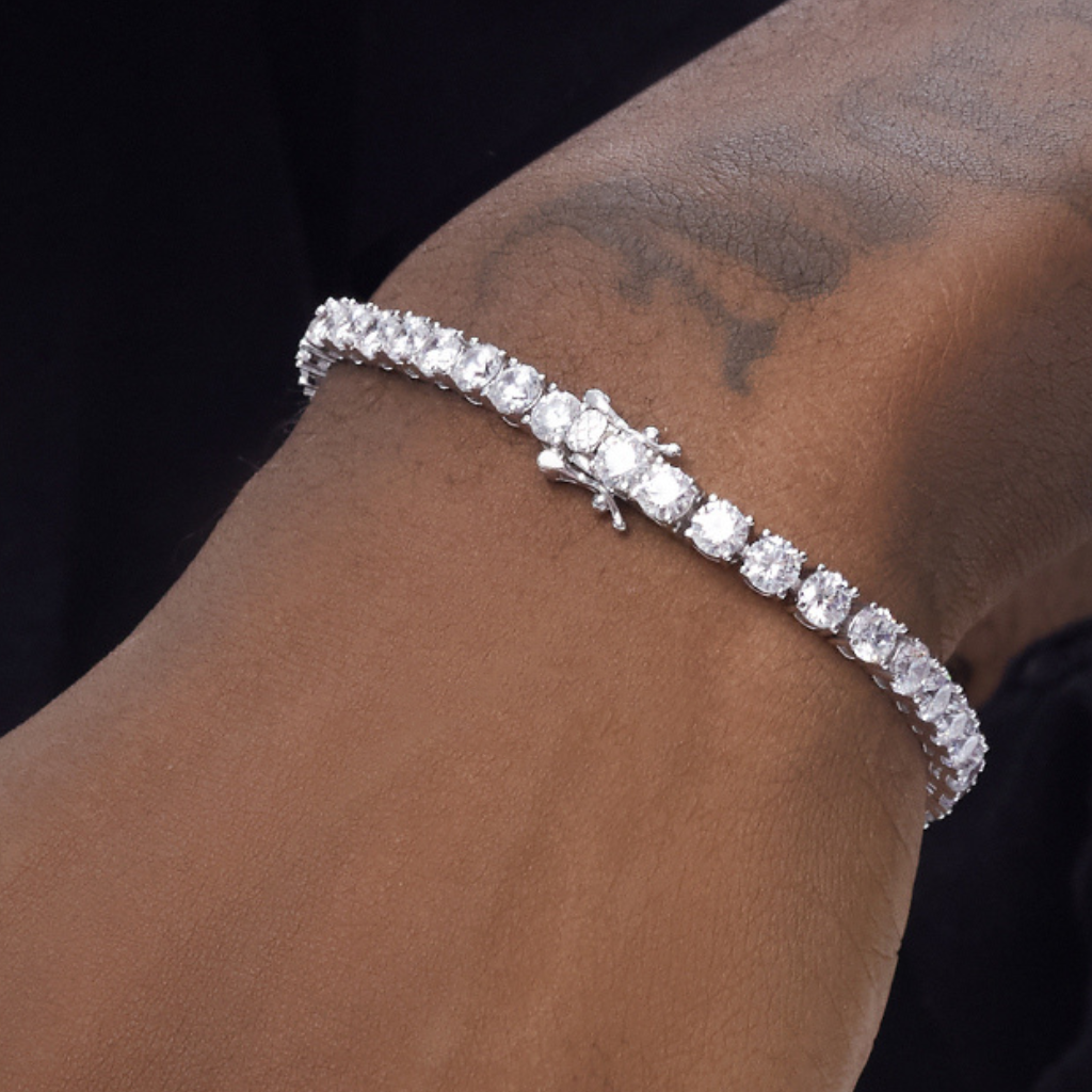 925 Silver Zircon Inlay Hip-Hop Tennis Chain Bracelet