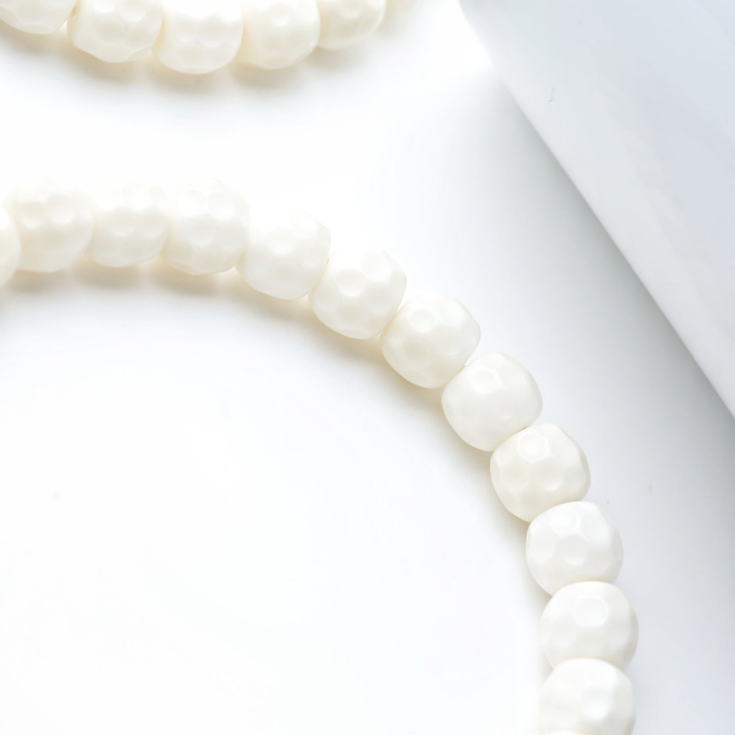 Natural 7mm White Jade Bodhi Bead Bracelet with Quirky Elf Skull