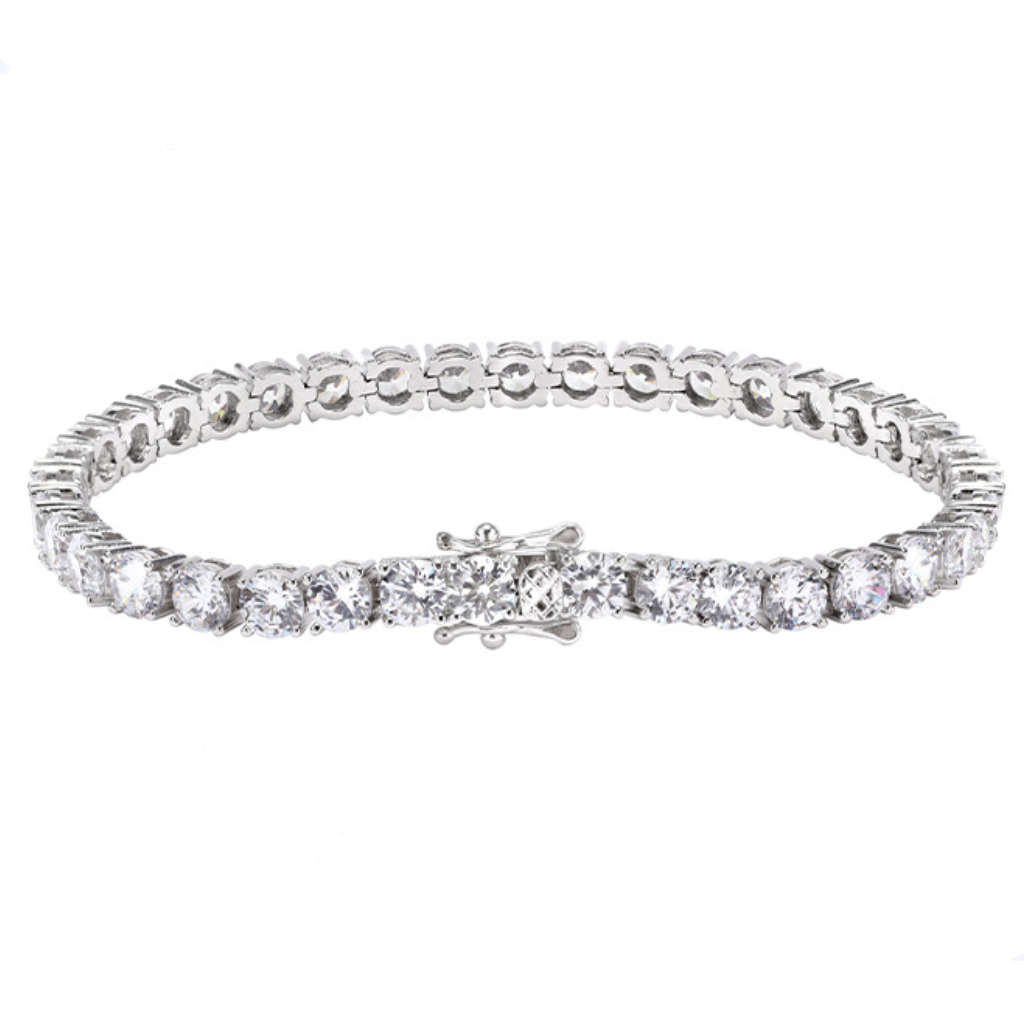 925 Silver Zircon Inlay Hip-Hop Tennis Chain Bracelet