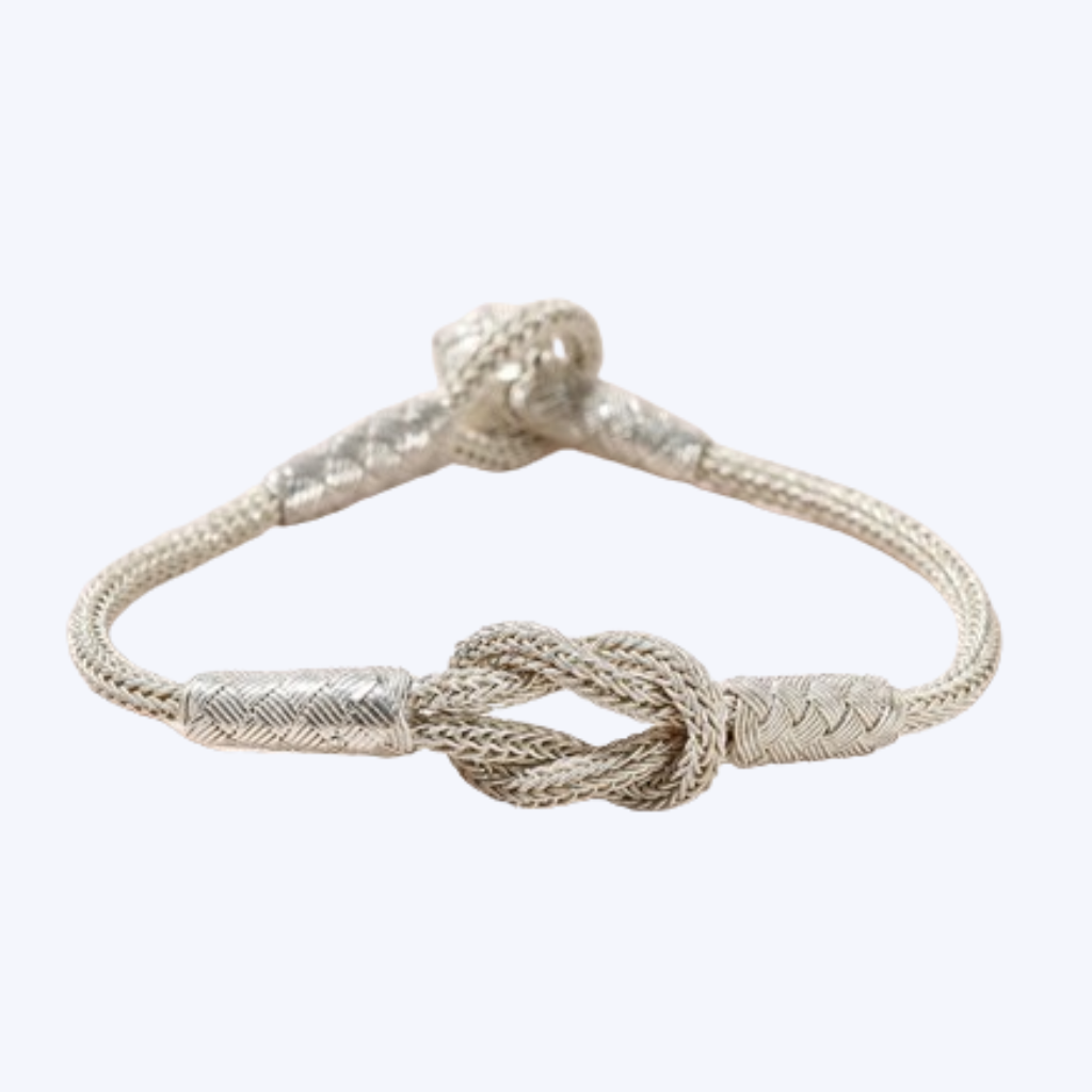 Handwoven 999 Silver Heracles Bracelet ball-shaped clasp