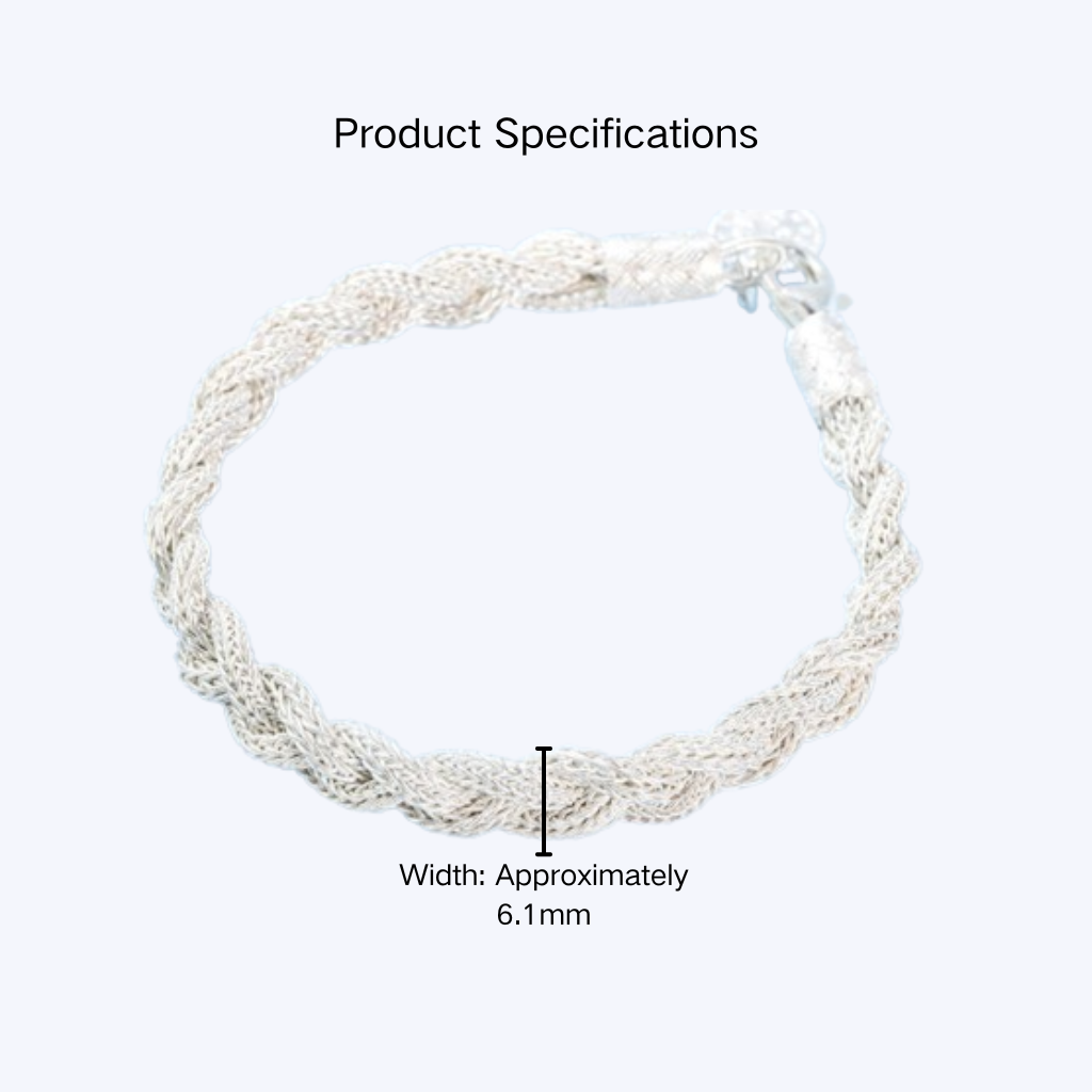 Handwoven 999 Silver Kazaz three-strand braid Bracelet White