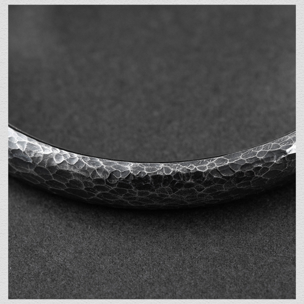 [Dark-Water-Serpent]-Handmade-999-Sterling-Silver-Men's-Bangle