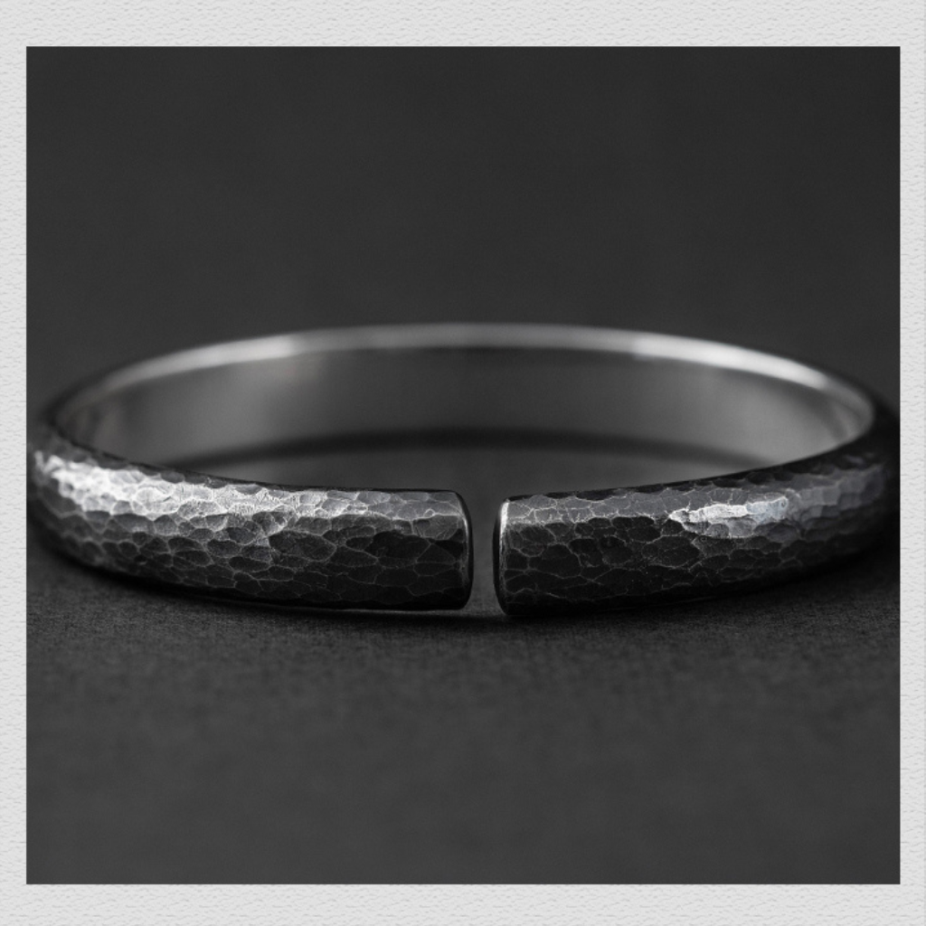 [Dark-Water-Serpent]-Handmade-999-Sterling-Silver-Men's-Bangle