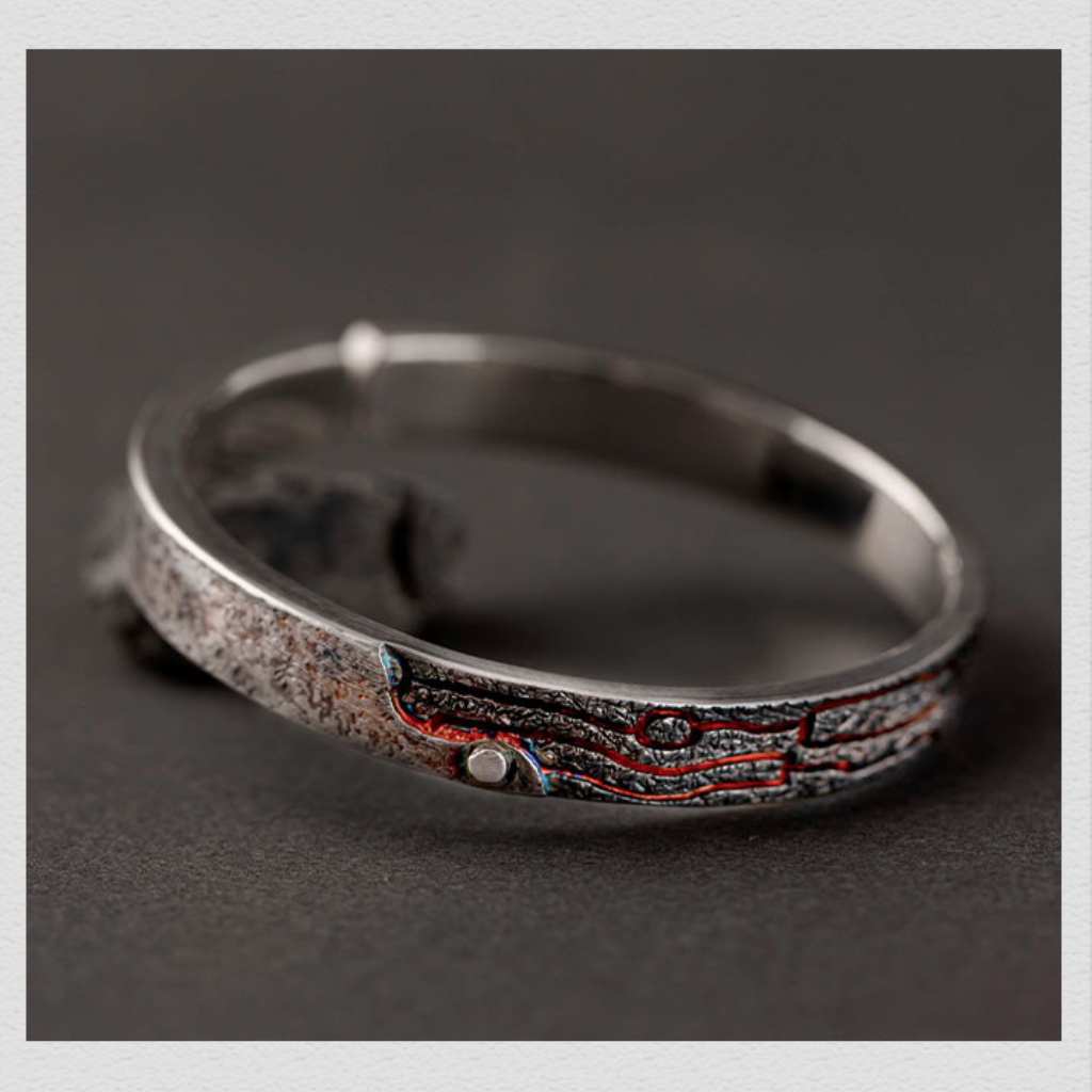 [Fiery-Lava]-Volcanic-Eruption-Sterling-Silver-Hammered-Bracelet-1