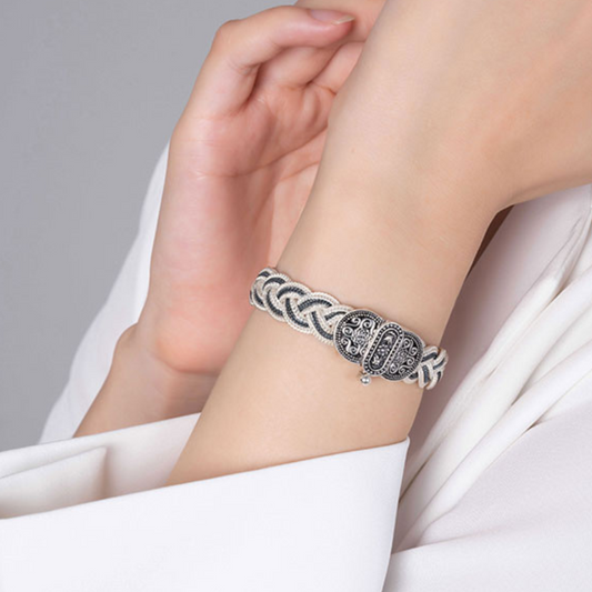 Handwoven 925 Silver Kazaz two-tone Bracelet