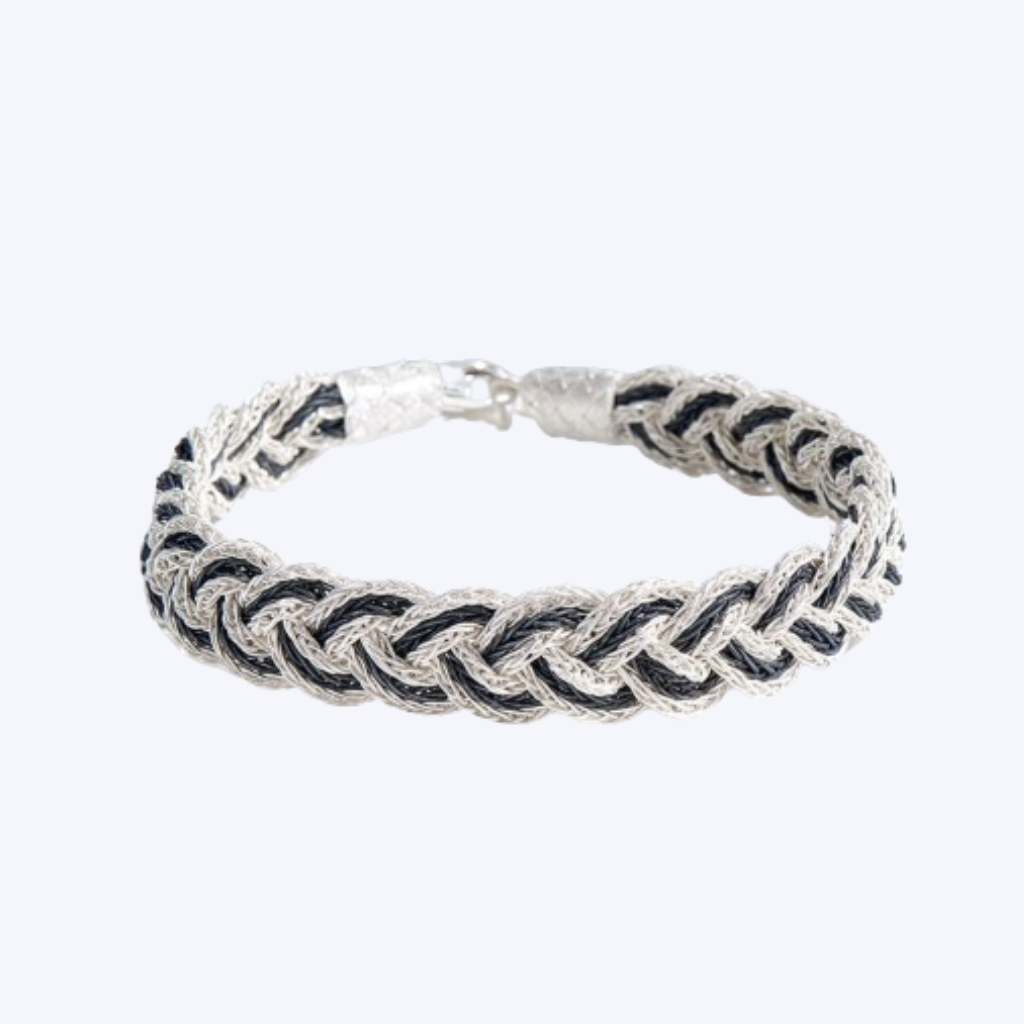 Handwoven 999 Silver Kazaz Two-tone weave Bracelet