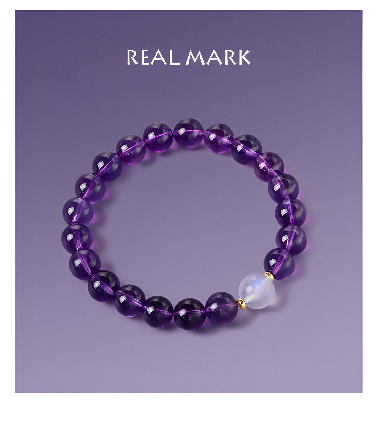 Natural eye-clean Uruguayan amethyst bracelet with 8MM beads, showcasing deep purple hues and exceptional clarity, ideal for elegant jewelry collections