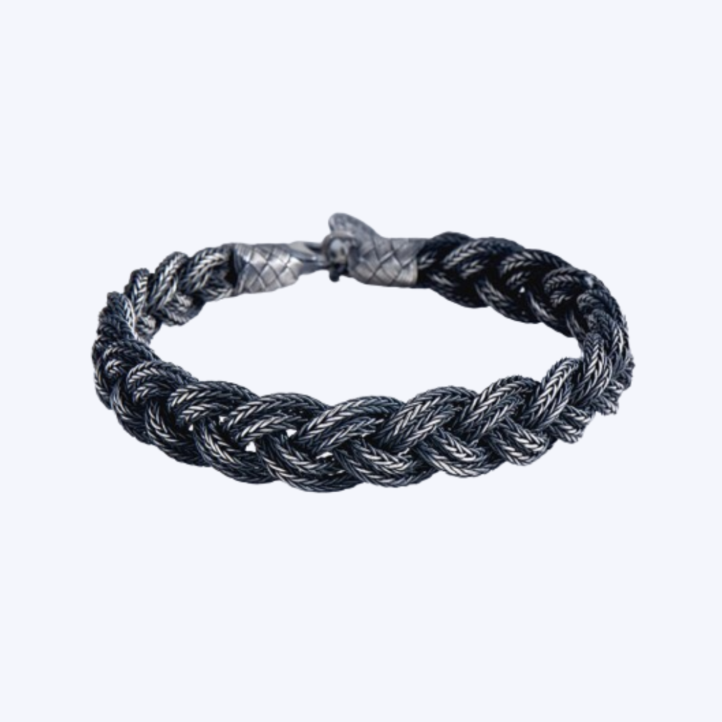 Handwoven Pure 999 Silver Kazaz Luxury Wide Edition Bracelet Black