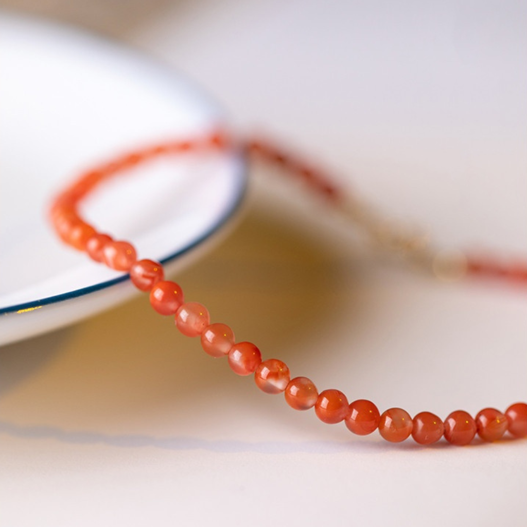 Natural Cherry Red 3MM Red Agate Bracelet for Summer
