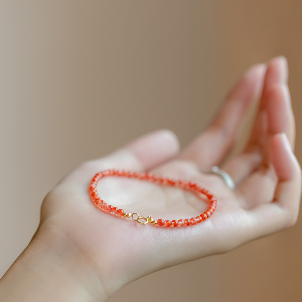 Natural Cherry Red 3MM Red Agate Bracelet for Summer
