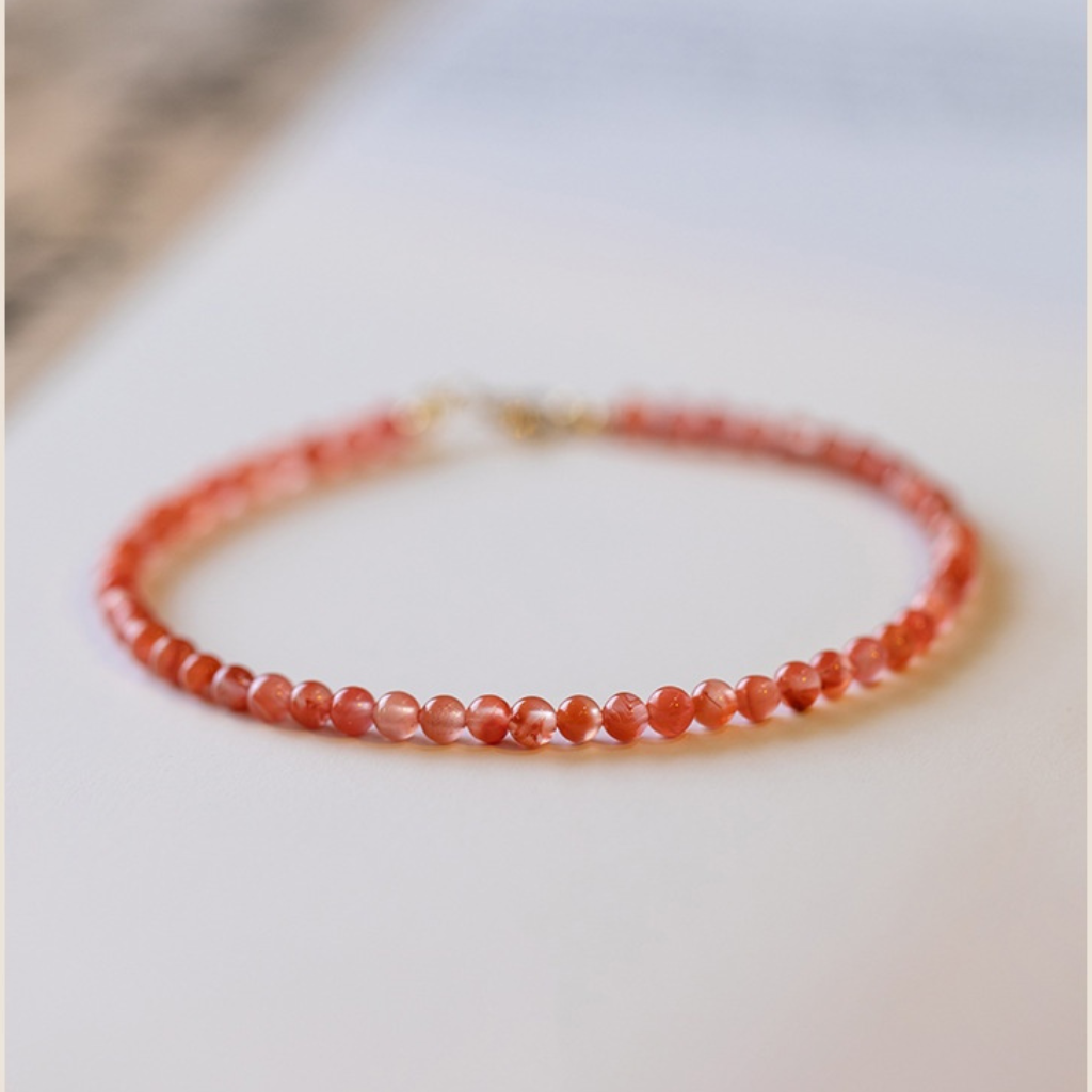 Natural Cherry Red 3MM Red Agate Bracelet for Summer